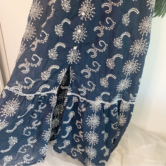 Simplee Allover Print Ruffle Hem Cami Dress Blue White XL - Picture 13 of 13